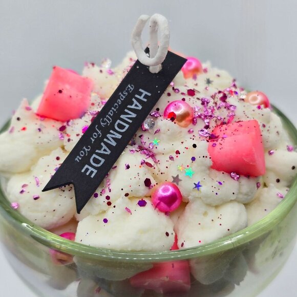 Valor Whip Candle ✦ Iridescent Coupe Glass ✦ Handmade Soy Wax Pink Accents NWT - Picture 7 of 16